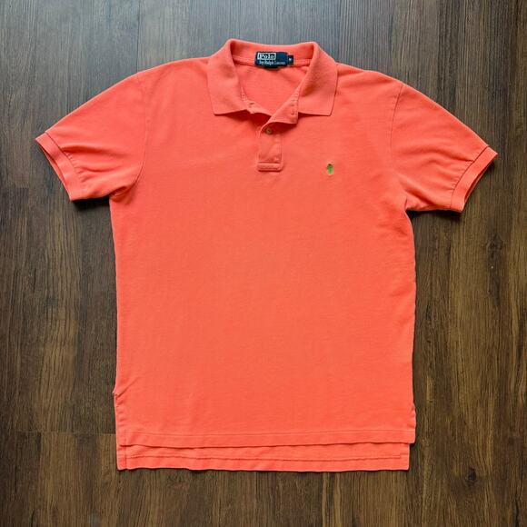 Vintage Polo by Ralph Lauren Coral Orange Polo Shirt Men’s M USA Made - Picture 2 of 9
